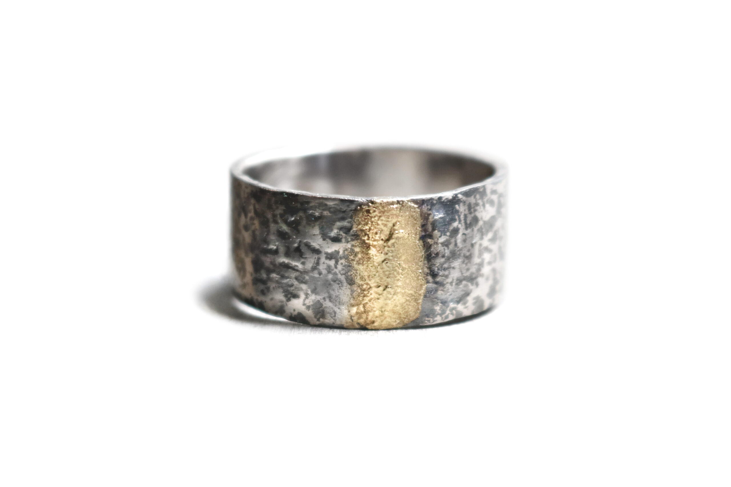 RAW Sølvring med Guld stribe